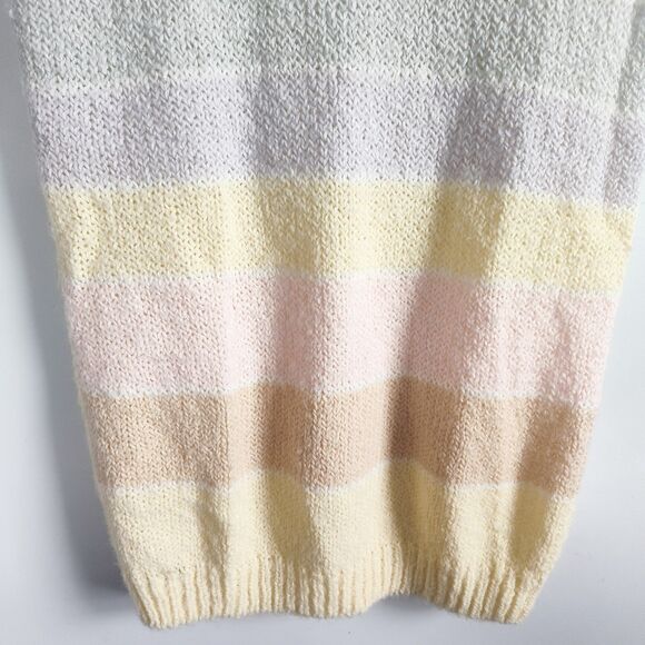 Radishes & Roses Sweater Vest Womens Small 90s Pastel Yellow Pink Colorblock Vtg - Picture 4 of 9